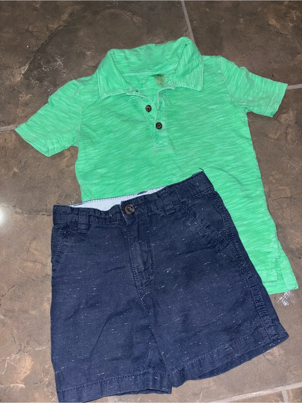 3 Polo Tees + 3 Shorts Set - Green, Blue, Red, Navy & Plaid